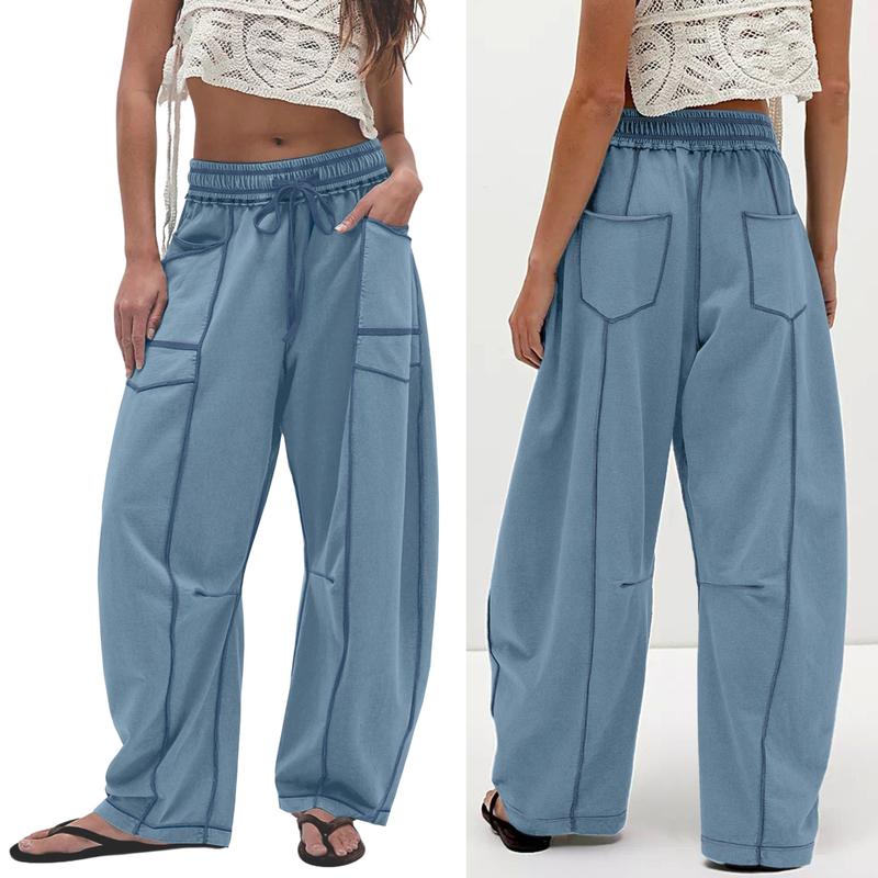 UANEO Womens Baggy Barrel Pants Wide Leg Lounge Drawstring Sweatpants with Pockets #Tiktokshopbacktoschool
