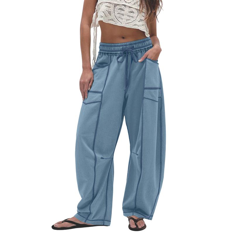 UANEO Womens Baggy Barrel Pants Wide Leg Lounge Drawstring Sweatpants with Pockets #Tiktokshopbacktoschool
