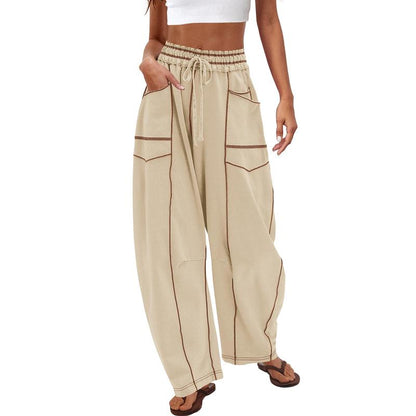 UANEO Womens Baggy Barrel Pants Wide Leg Lounge Drawstring Sweatpants with Pockets #Tiktokshopbacktoschool