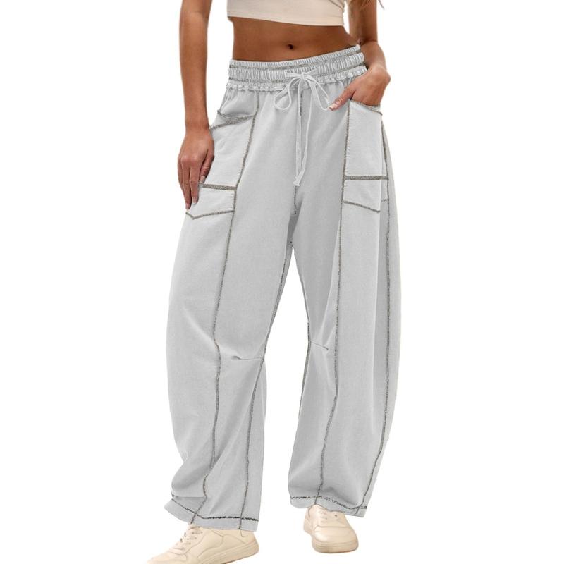 UANEO Womens Baggy Barrel Pants Wide Leg Lounge Drawstring Sweatpants with Pockets #Tiktokshopbacktoschool