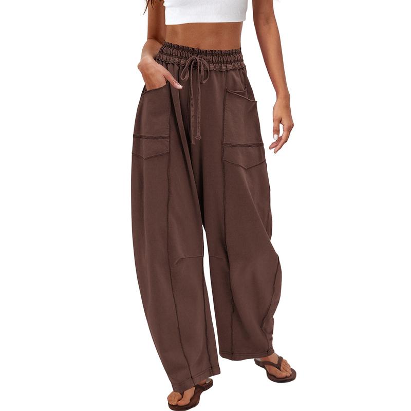 UANEO Womens Baggy Barrel Pants Wide Leg Lounge Drawstring Sweatpants with Pockets #Tiktokshopbacktoschool