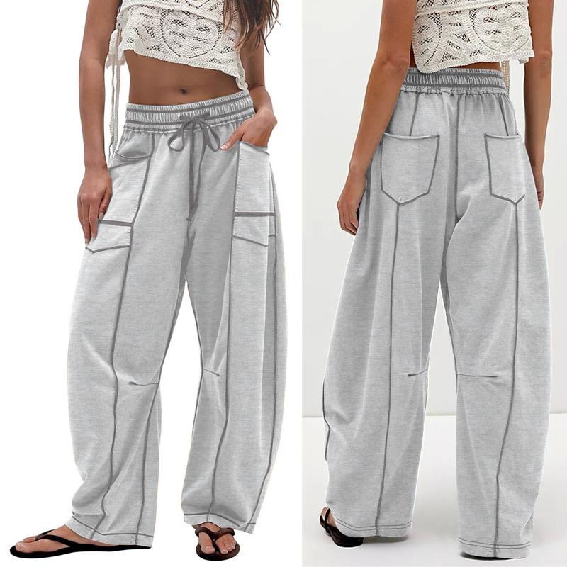 UANEO Womens Baggy Barrel Pants Wide Leg Lounge Drawstring Sweatpants with Pockets #Tiktokshopbacktoschool