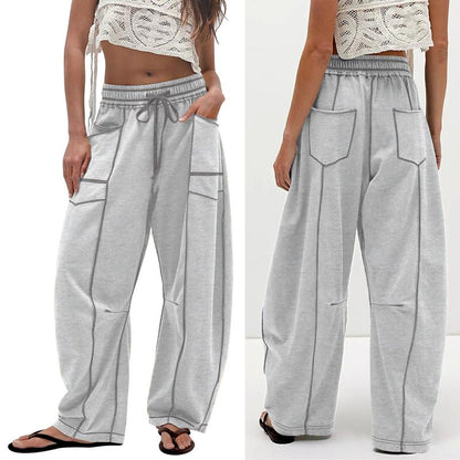 UANEO Womens Baggy Barrel Pants Wide Leg Lounge Drawstring Sweatpants with Pockets #Tiktokshopbacktoschool